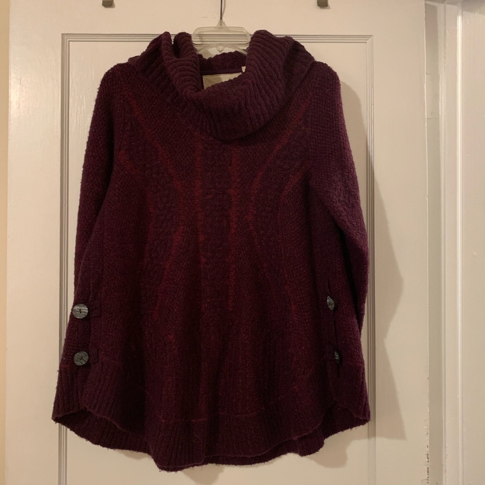 Anthropologie Purple Cowl Neck Sweater
